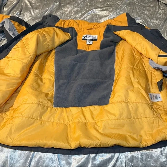 Columbia Yellow & Gray Coat Mens XXL with Hood Waterproof 206 XM5768